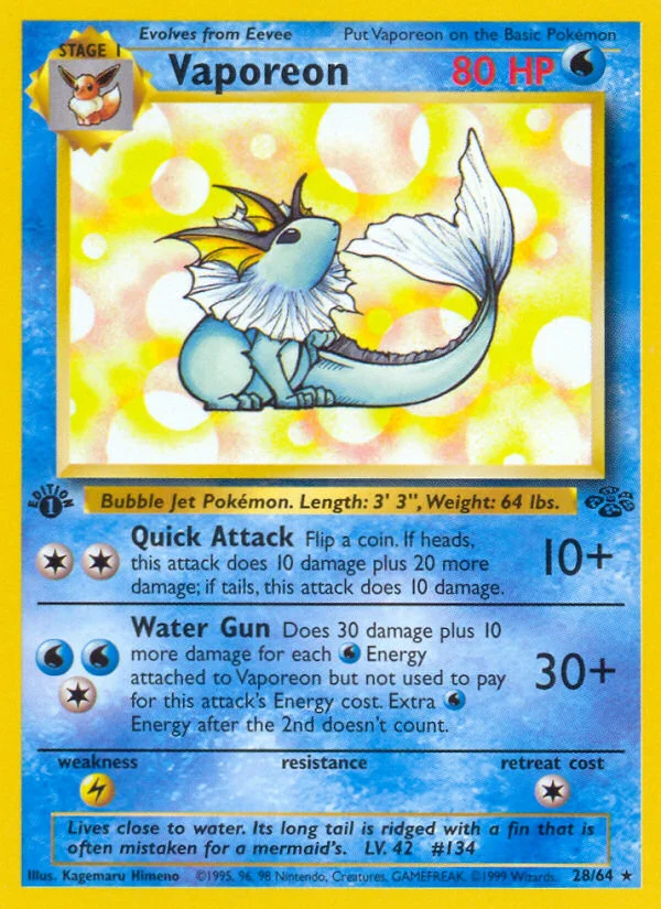 Vaporeon Pokemon card