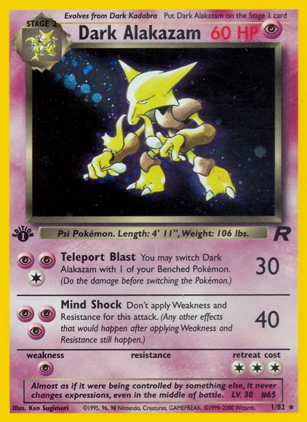 Dark Alakazam Pokemon card