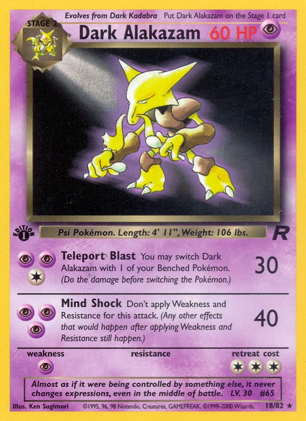 Dark Alakazam Pokemon card