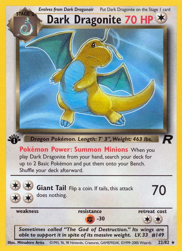Dark Dragonite Pokemon card