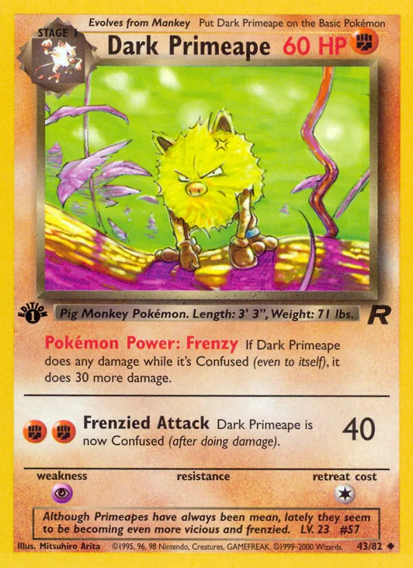 Dark Primeape Pokemon card