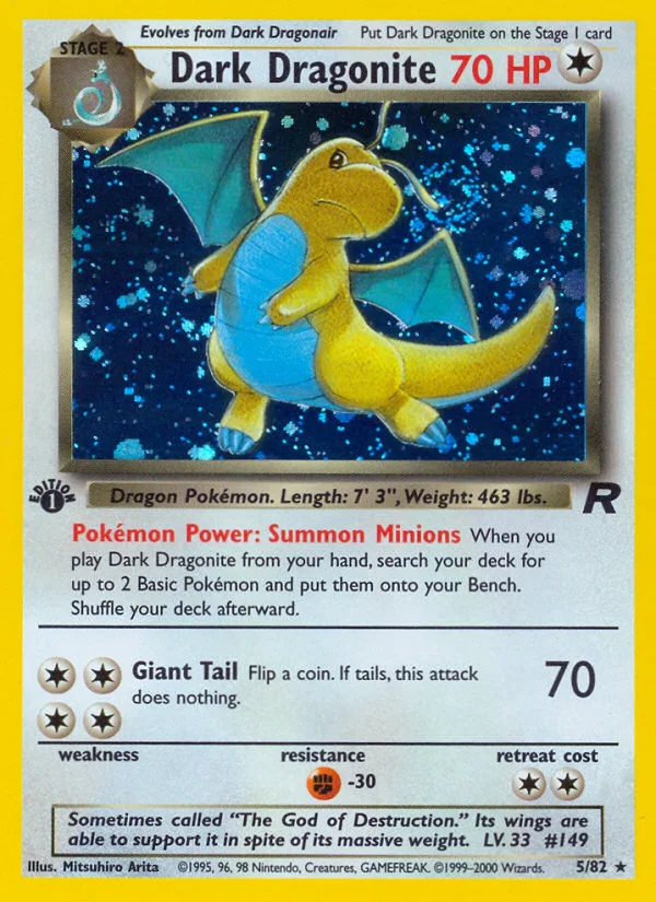 Dark Dragonite Pokemon card