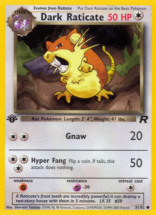 Dark Raticate Pokemon card