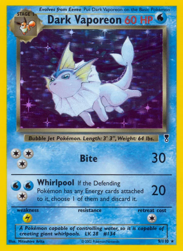 Dark Vaporeon Pokemon card
