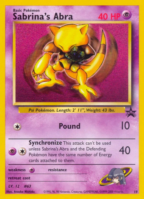 Sabrina's Abra Pokemon card