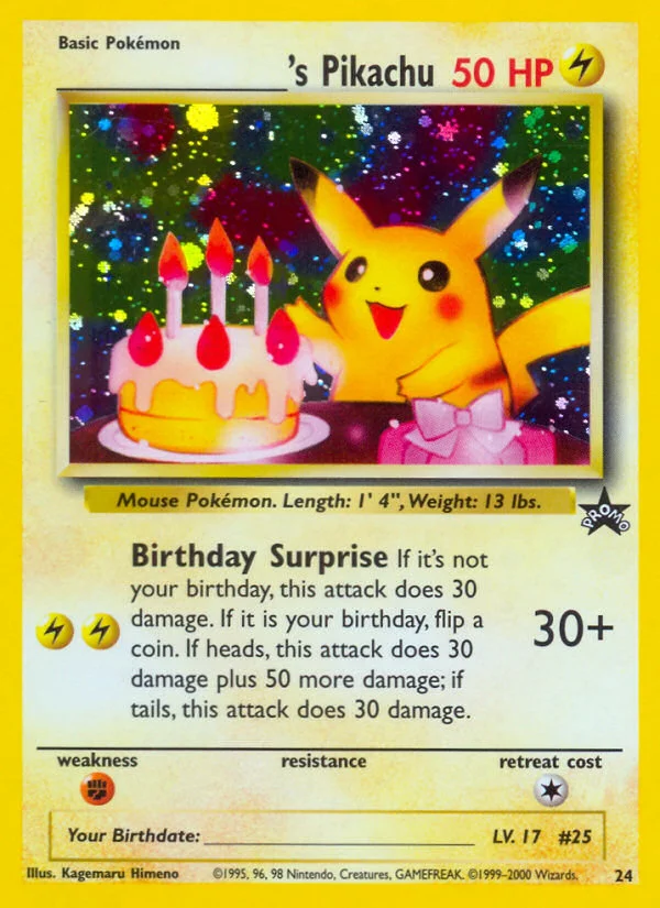 _____'s Pikachu Pokemon card