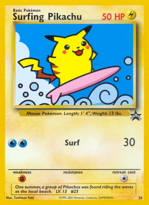 Surfing Pikachu Pokemon card