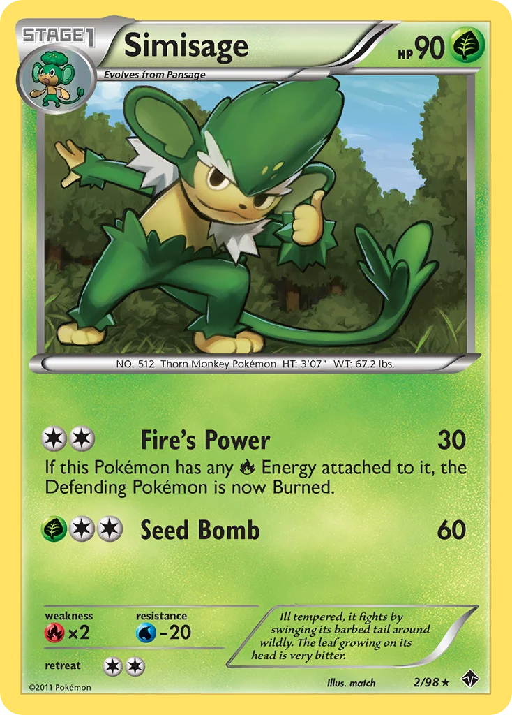 Simisage Pokemon card