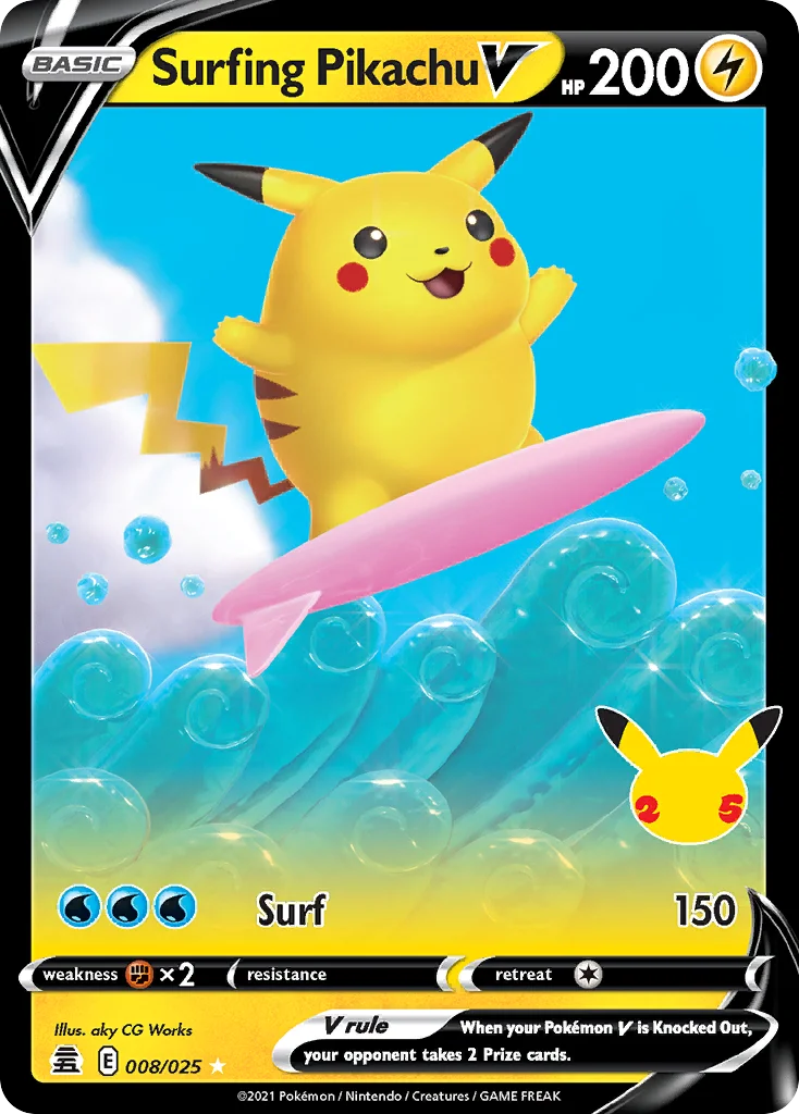Surfing Pikachu V Pokemon card