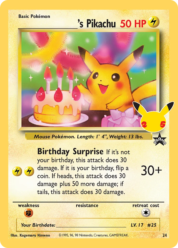 _____'s Pikachu Pokemon card