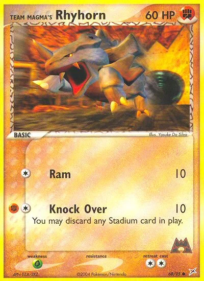 Team Magma's Rhyhorn Pokemon card