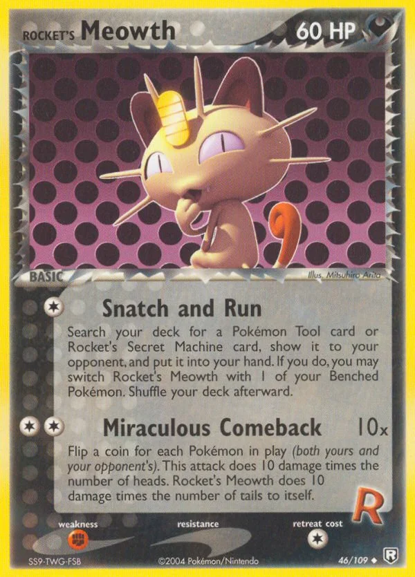 Rocket's Meowth Pokemon card