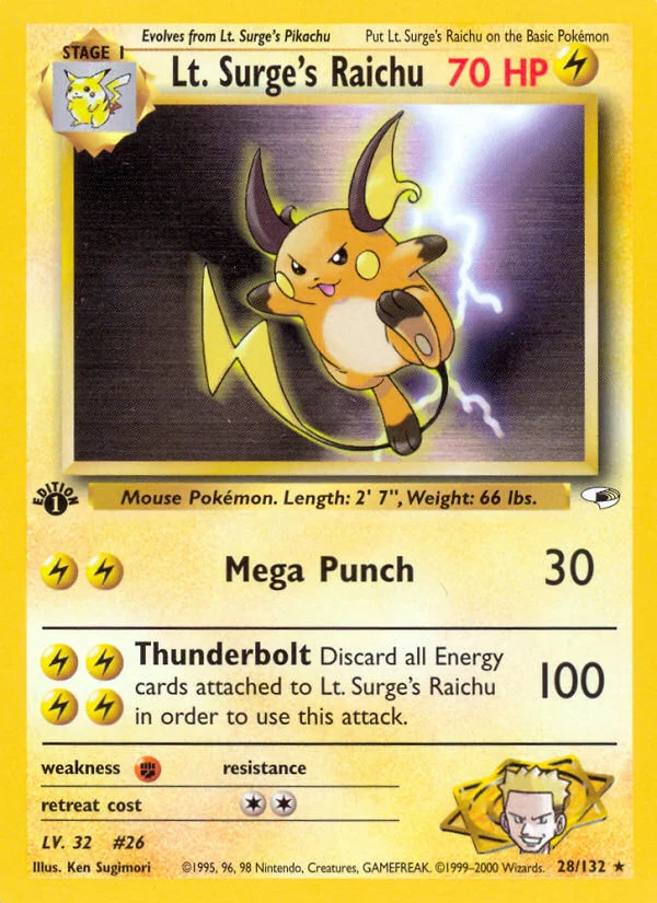 Lt. Surge's Raichu Pokemon card