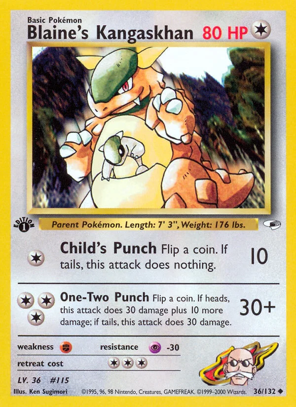 Blaine's Kangaskhan Pokemon card
