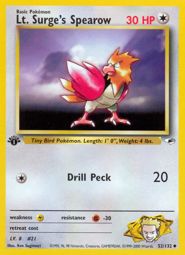 Lt. Surge's Spearow Pokemon card