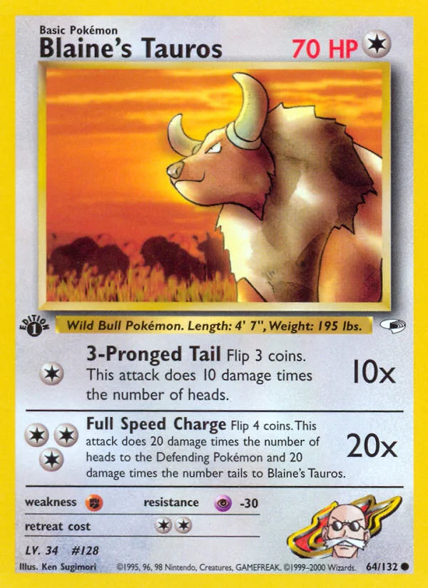Blaine's Tauros Pokemon card