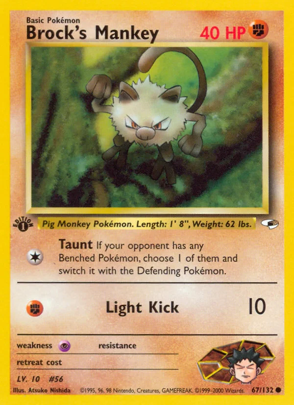 Brock's Mankey Pokemon card