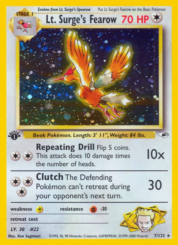 Lt. Surge's Fearow Pokemon card