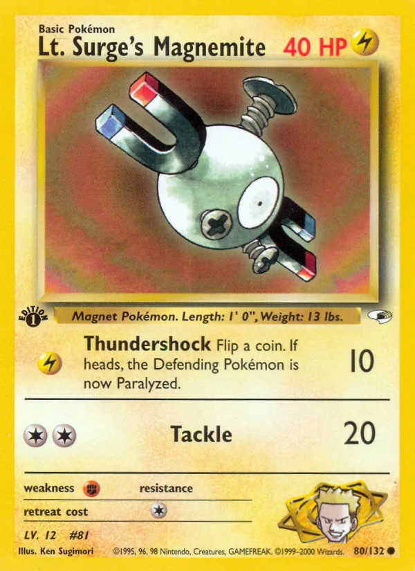 Lt. Surge's Magnemite Pokemon card