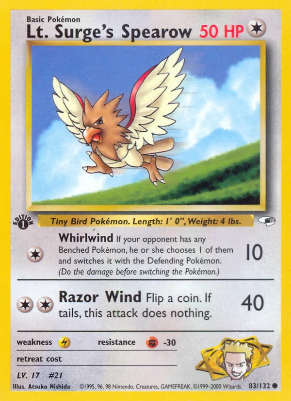 Lt. Surge's Spearow Pokemon card
