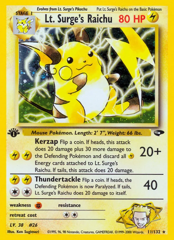 Lt. Surge's Raichu Pokemon card