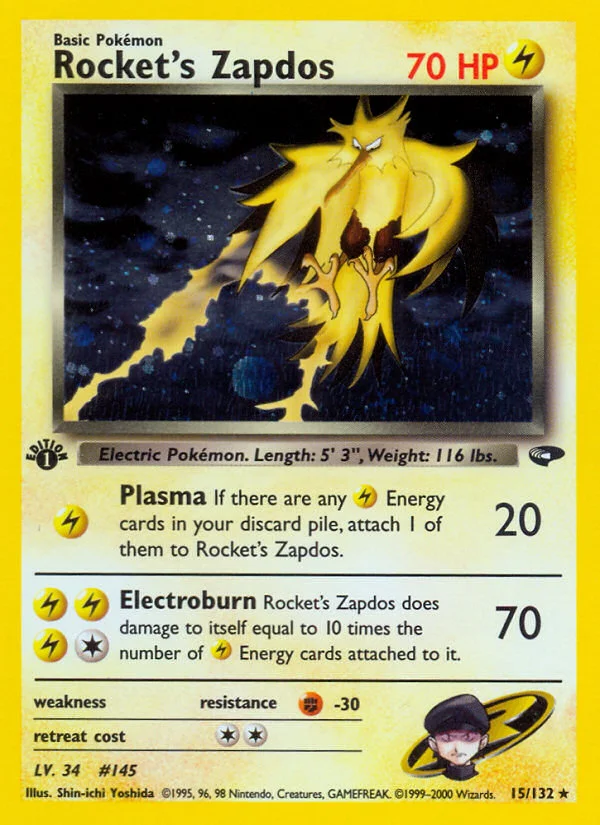 Rocket's Zapdos Pokemon card