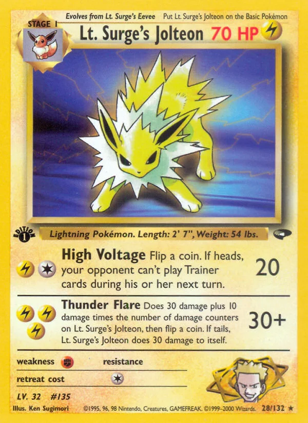 Lt. Surge's Jolteon Pokemon card