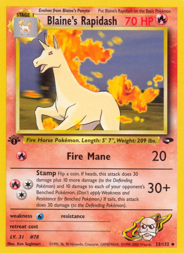 Blaine's Rapidash Pokemon card