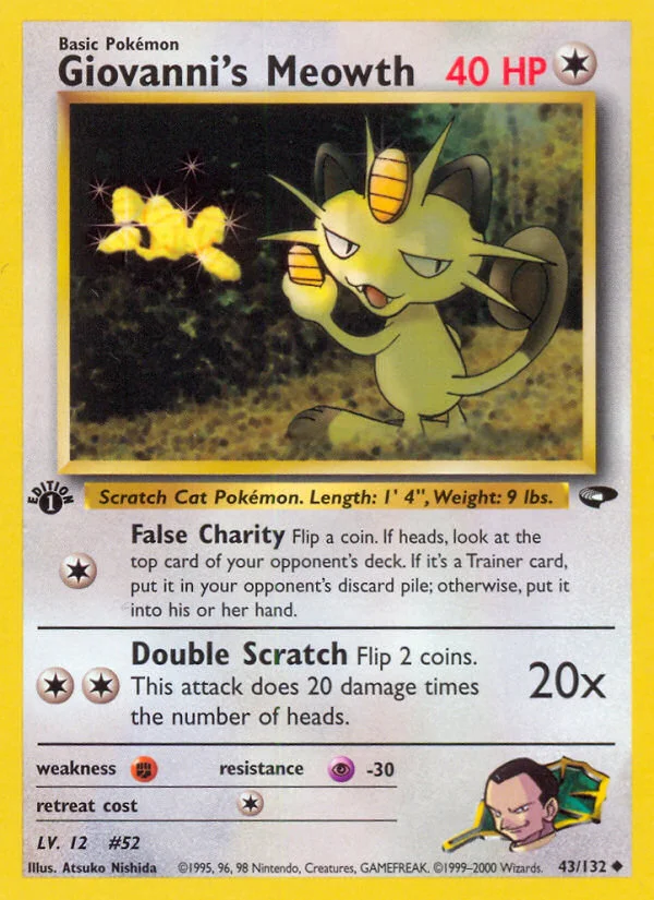 Giovanni's Meowth Pokemon card