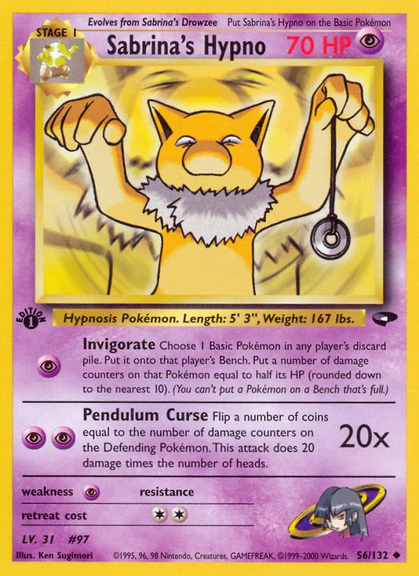 Sabrina's Hypno Pokemon card
