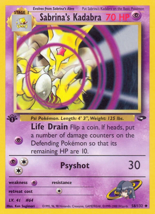 Sabrina's Kadabra Pokemon card