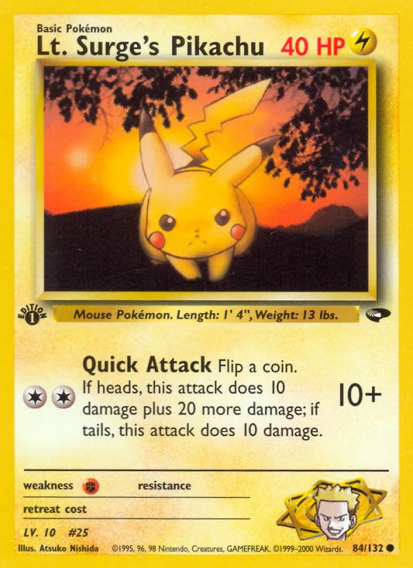 Lt. Surge's Pikachu Pokemon card