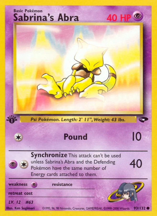 Sabrina's Abra Pokemon card