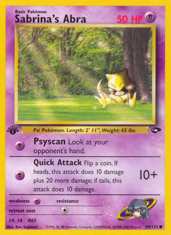 Sabrina's Abra Pokemon card