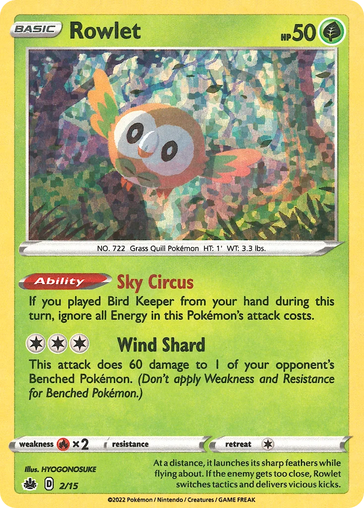 Rowlet Pokemon card