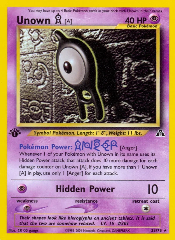 Unown [A] Pokemon card