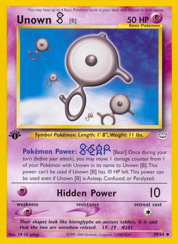Unown [B] Pokemon card