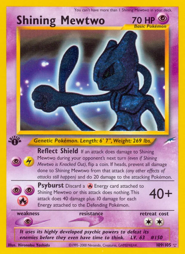 Shining Mewtwo Pokemon card