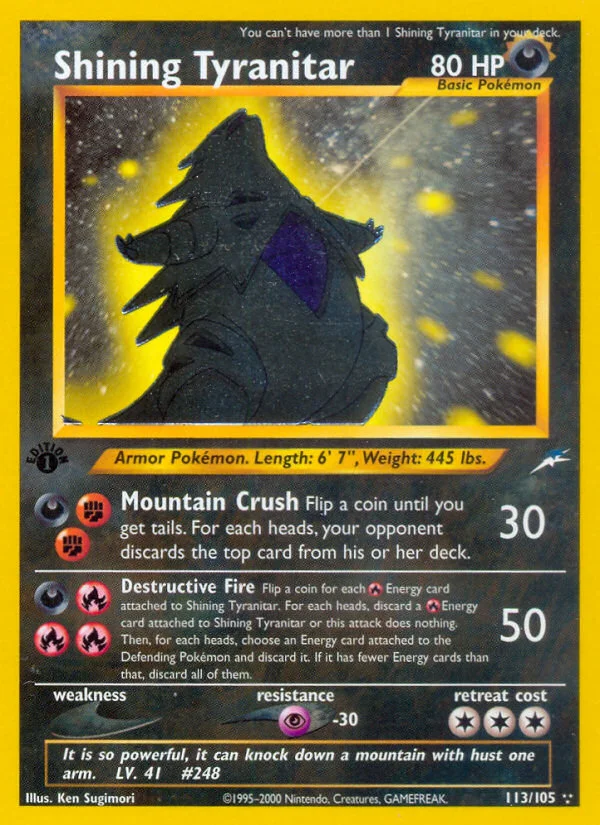 Shining Tyranitar Pokemon card