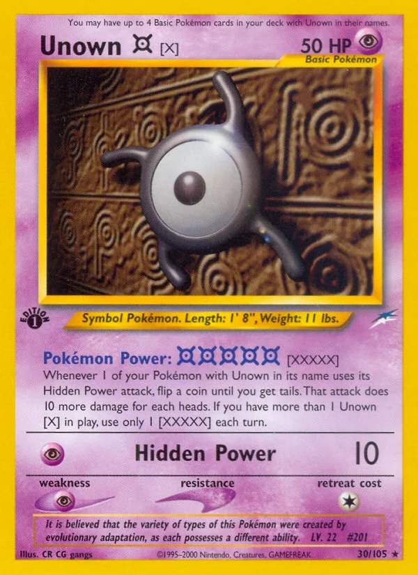Unown [X] Pokemon card