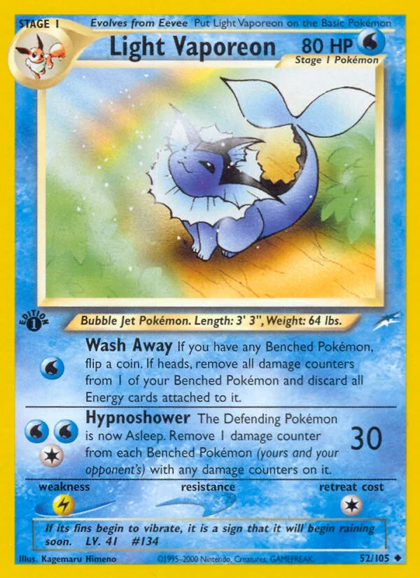 Light Vaporeon Pokemon card