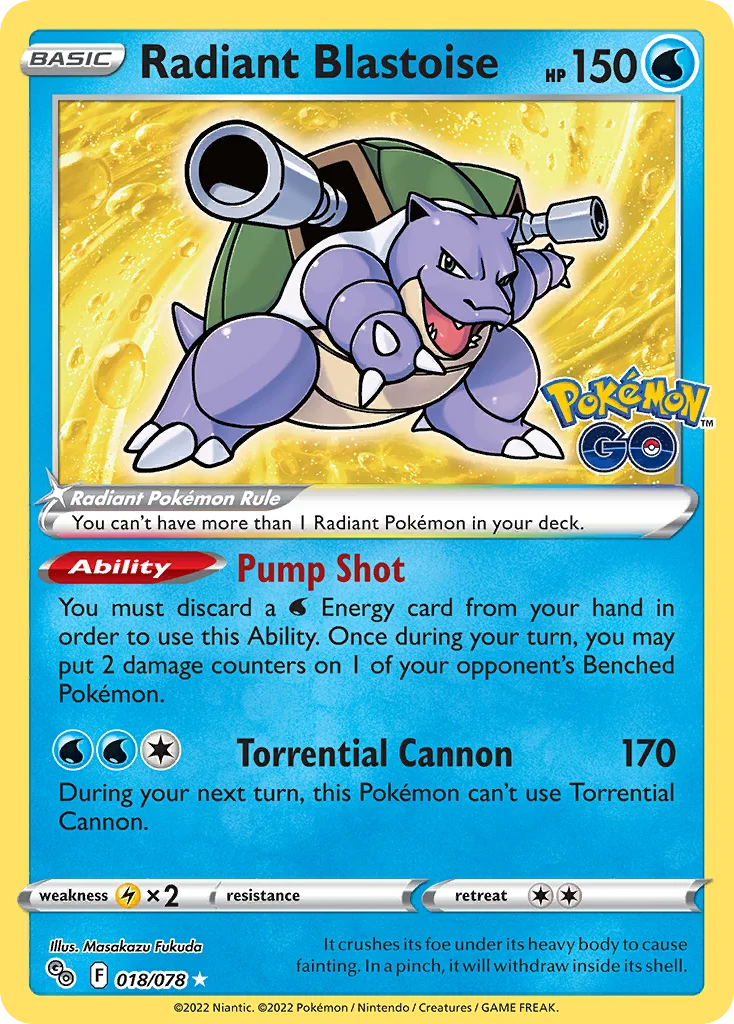 Radiant Blastoise Pokemon card