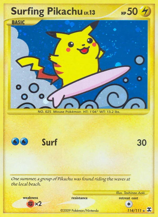 Surfing Pikachu Pokemon card