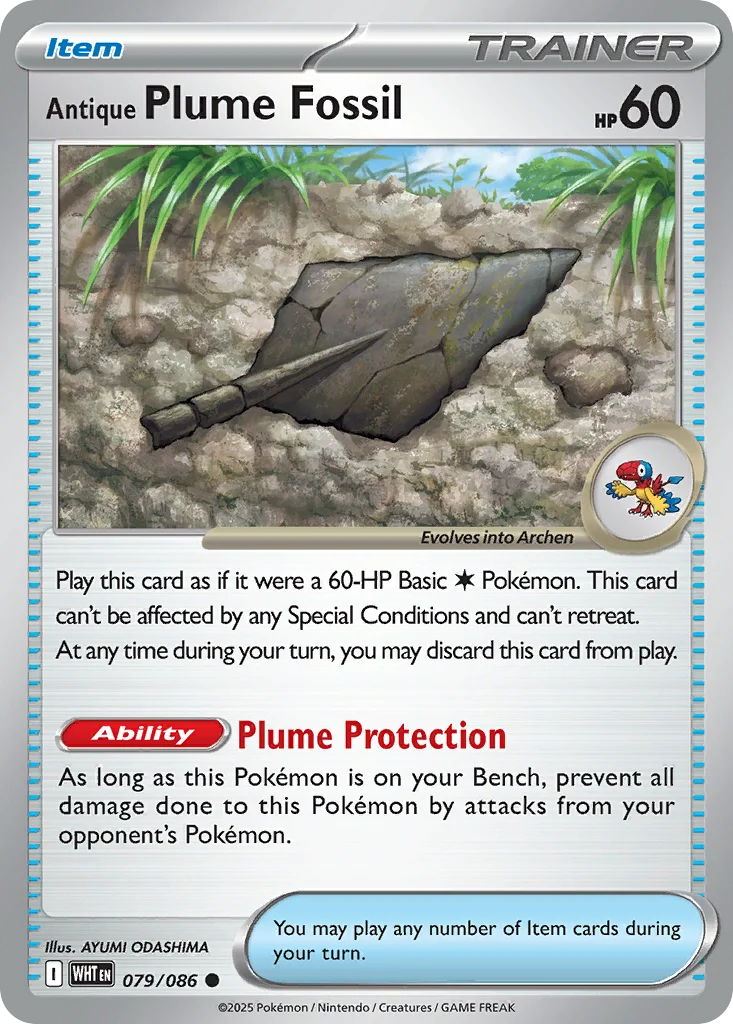 Antique Plume Fossil Pokemon card