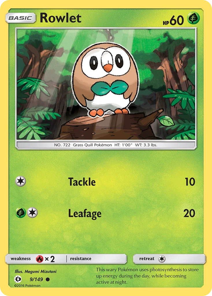Rowlet Pokemon card