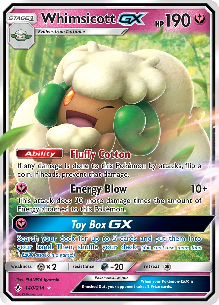 Whimsicott-GX Pokemon card