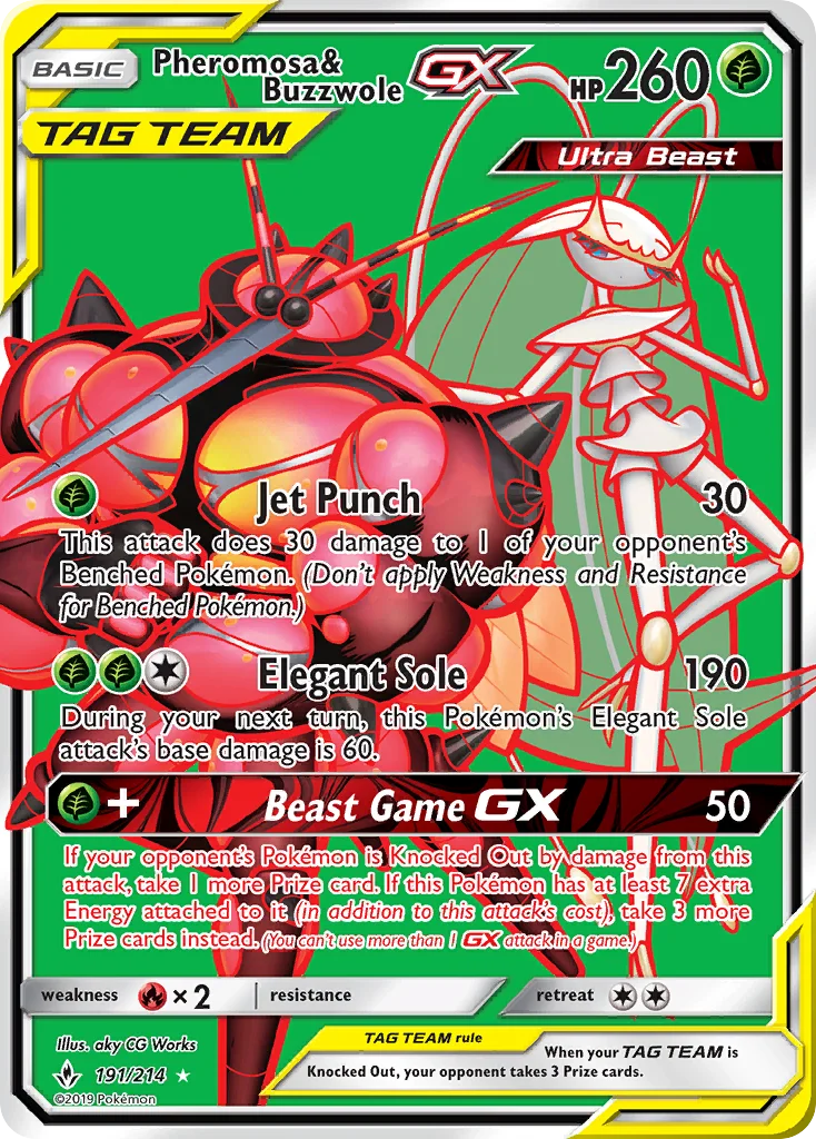 Pheromosa & Buzzwole-GX Pokemon card