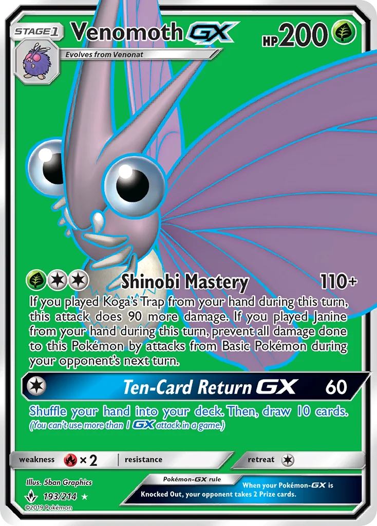 Venomoth-GX Pokemon card
