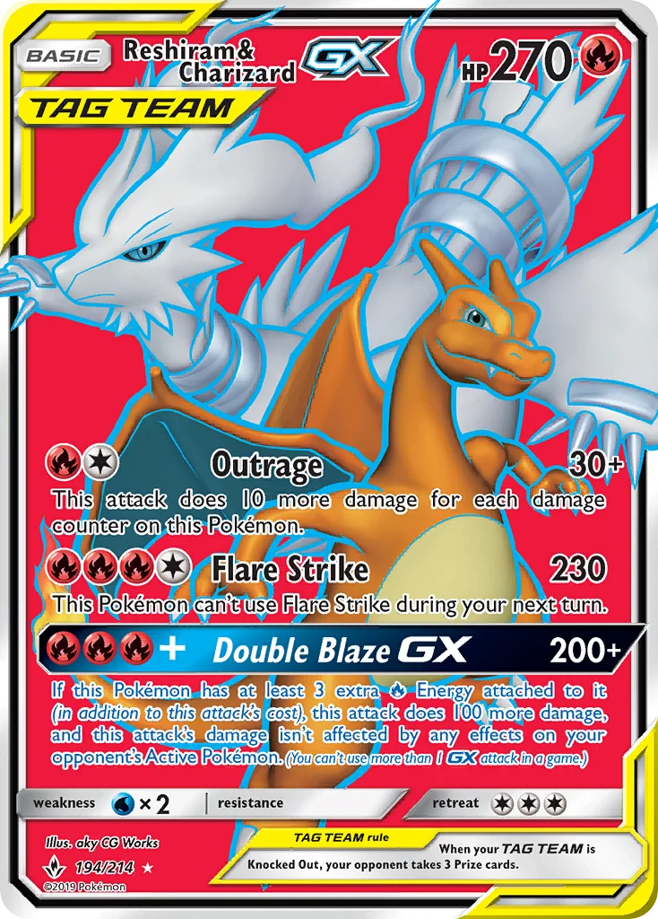 Reshiram & Charizard-GX Pokemon card