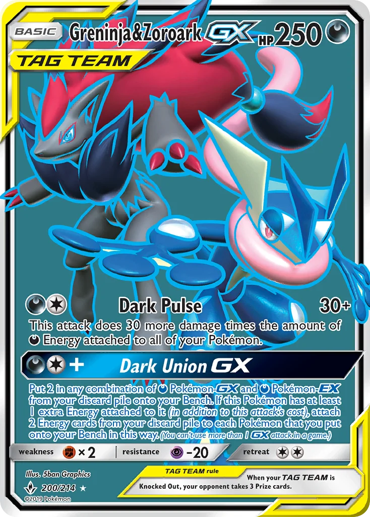 Greninja & Zoroark-GX Pokemon card